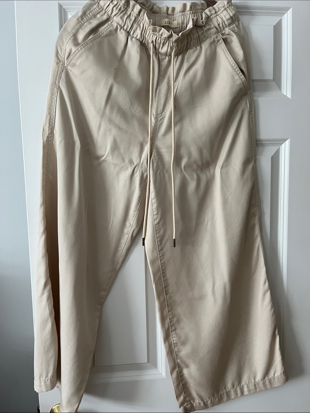 LOFT Beige Drawstring Chinos